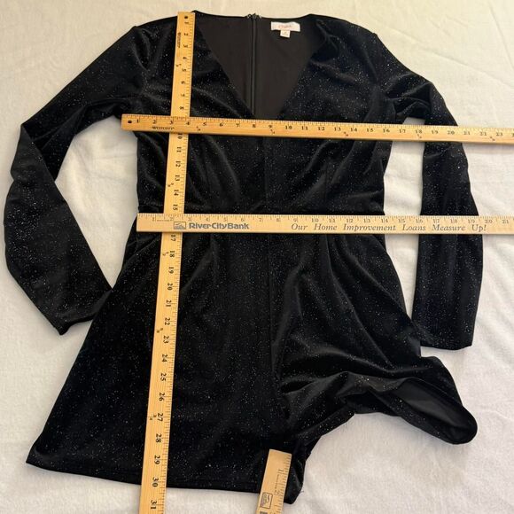 Candie's Black velvet mini shorts romper with multicolored rainbow sparkles - Picture 4 of 8